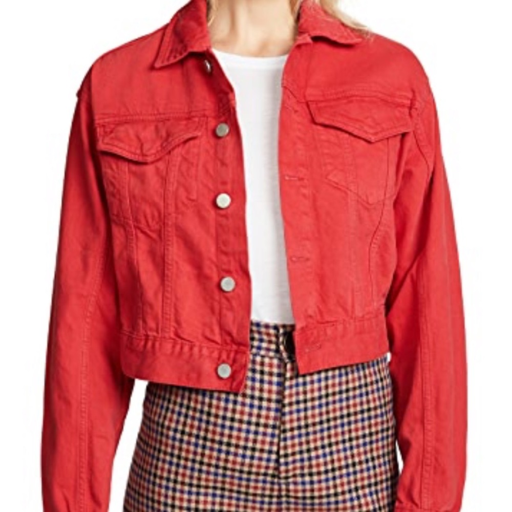 DL1961 Red Denim Cropped Jacket